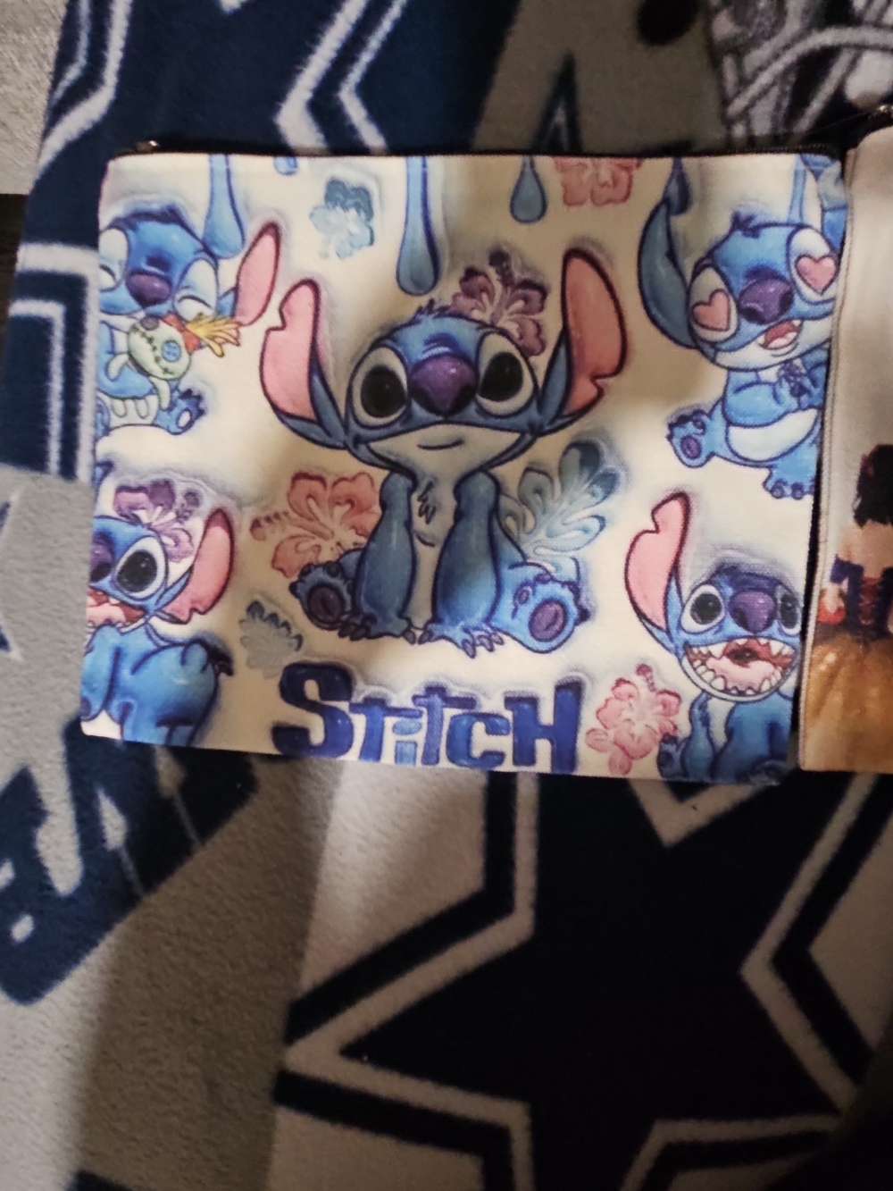 Disney Stitch Blue Pink Cosmetic Bag